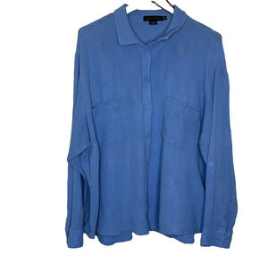 Women's 3X Sanctuary 100% Cotton Gauze Button Down Shirt Blue